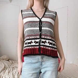 Vintage Napa Valley Button Up Patterned Sweater Vest